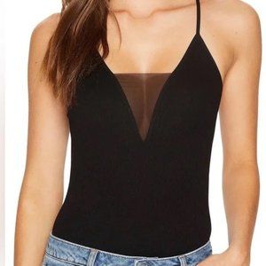 Free People Come Around Mesh Insert Cami Tank Top Black XS/S